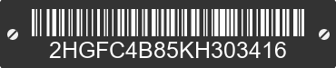 2019 HONDA Civic 2HGFC4B85KH303416 VIN decoded