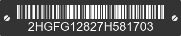 2007 HONDA Civic 2HGFG12827H581703 VIN decoded