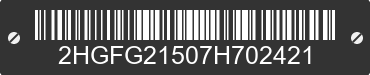 2007 HONDA Civic 2HGFG21507H702421 VIN decoded