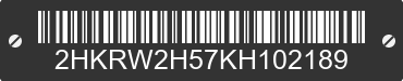 2019 HONDA CR-V 2HKRW2H57KH102189 VIN decoded