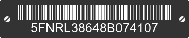 2008 HONDA Odyssey 5FNRL38648B074107 VIN decoded