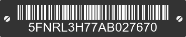 2010 HONDA Odyssey 5FNRL3H77AB027670 VIN decoded