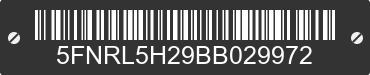 2011 HONDA Odyssey 5FNRL5H29BB029972 VIN decoded