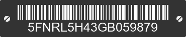 2016 HONDA Odyssey 5FNRL5H43GB059879 VIN decoded