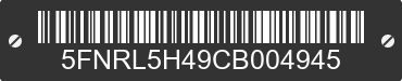 2012 HONDA Odyssey 5FNRL5H49CB004945 VIN decoded