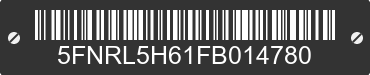 2015 HONDA Odyssey 5FNRL5H61FB014780 VIN decoded