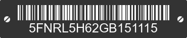 2016 HONDA Odyssey 5FNRL5H62GB151115 VIN decoded