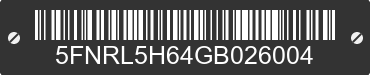 2016 HONDA Odyssey 5FNRL5H64GB026004 VIN decoded