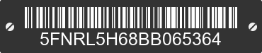 2011 HONDA Odyssey 5FNRL5H68BB065364 VIN decoded