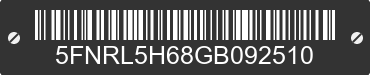 2016 HONDA Odyssey 5FNRL5H68GB092510 VIN decoded