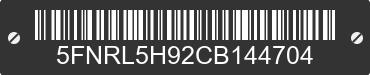 2012 HONDA Odyssey 5FNRL5H92CB144704 VIN decoded