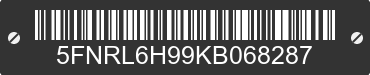 2019 HONDA Odyssey 5FNRL6H99KB068287 VIN decoded