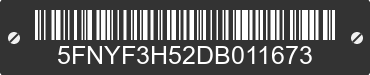 2013 HONDA Pilot 5FNYF3H52DB011673 VIN decoded