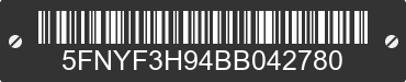 2011 HONDA Pilot 5FNYF3H94BB042780 VIN decoded