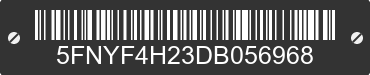 2013 HONDA Pilot 5FNYF4H23DB056968 VIN decoded