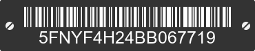 2011 HONDA Pilot 5FNYF4H24BB067719 VIN decoded