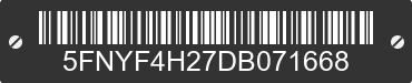 2013 HONDA Pilot 5FNYF4H27DB071668 VIN decoded