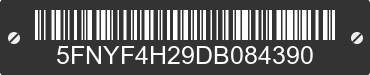 2013 HONDA Pilot 5FNYF4H29DB084390 VIN decoded