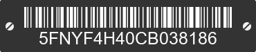 2012 HONDA Pilot 5FNYF4H40CB038186 VIN decoded