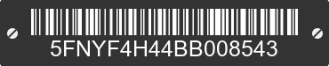 2011 HONDA Pilot 5FNYF4H44BB008543 VIN decoded