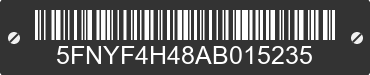 2010 HONDA Pilot 5FNYF4H48AB015235 VIN decoded