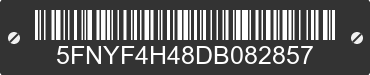 2013 HONDA Pilot 5FNYF4H48DB082857 VIN decoded