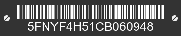 2012 HONDA Pilot 5FNYF4H51CB060948 VIN decoded
