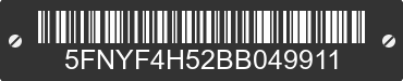 2011 HONDA Pilot 5FNYF4H52BB049911 VIN decoded