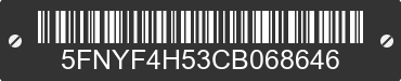 2012 HONDA Pilot 5FNYF4H53CB068646 VIN decoded