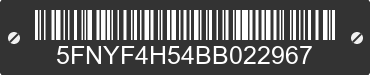 2011 HONDA Pilot 5FNYF4H54BB022967 VIN decoded