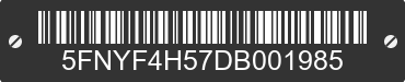 2013 HONDA Pilot 5FNYF4H57DB001985 VIN decoded