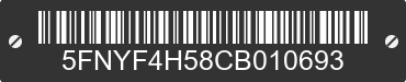 2012 HONDA Pilot 5FNYF4H58CB010693 VIN decoded