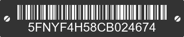 2012 HONDA Pilot 5FNYF4H58CB024674 VIN decoded