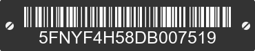 2013 HONDA Pilot 5FNYF4H58DB007519 VIN decoded