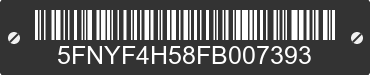 2015 HONDA Pilot 5FNYF4H58FB007393 VIN decoded
