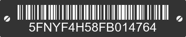 2015 HONDA Pilot 5FNYF4H58FB014764 VIN decoded