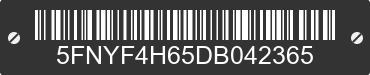 2013 HONDA Pilot 5FNYF4H65DB042365 VIN decoded