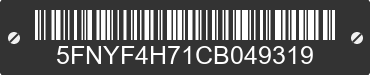 2012 HONDA Pilot 5FNYF4H71CB049319 VIN decoded