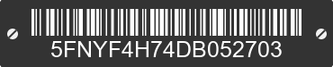 2013 HONDA Pilot 5FNYF4H74DB052703 VIN decoded