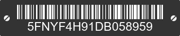 2013 HONDA Pilot 5FNYF4H91DB058959 VIN decoded