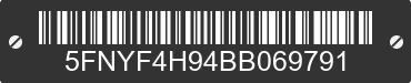 2011 HONDA Pilot 5FNYF4H94BB069791 VIN decoded