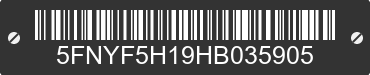 2017 HONDA Pilot 5FNYF5H19HB035905 VIN decoded