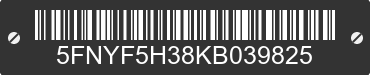 2019 HONDA Pilot 5FNYF5H38KB039825 VIN decoded