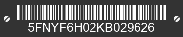 2019 HONDA Pilot 5FNYF6H02KB029626 VIN decoded