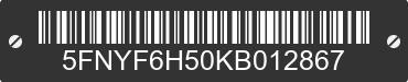2019 HONDA Pilot 5FNYF6H50KB012867 VIN decoded