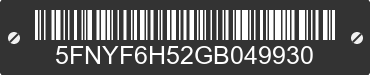 2016 HONDA Pilot 5FNYF6H52GB049930 VIN decoded