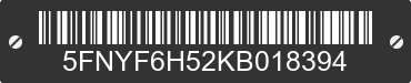 2019 HONDA Pilot 5FNYF6H52KB018394 VIN decoded