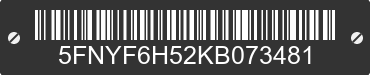 2019 HONDA Pilot 5FNYF6H52KB073481 VIN decoded