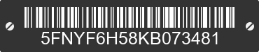 2019 HONDA Pilot 5FNYF6H58KB073481 VIN decoded