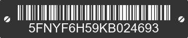 2019 HONDA Pilot 5FNYF6H59KB024693 VIN decoded